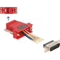 DELOCK 67109 - D-Sub de 15 clavijas > toma RJ45 Juego de montaje, rojo