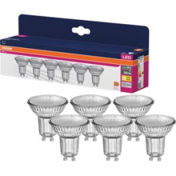 LEDVANCE GMBH OSR 854334443 - Lámpara LED GU10, 4,3 W, 350 lm, 2700 K, paquete de 6