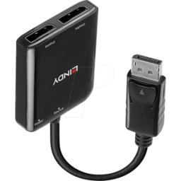 LINDY 38430 - DisplayPort Hub, conector DP a conector hembra 2x DP, 4K 30 Hz