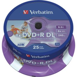 DVD+R8,5 VER25P - Verbatim DVD+R 8,5GB, 25, doble capa, impresión