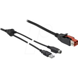 DELOCK 85941 - PoweredUSB cable macho 24 V > USB Tipo-A macho + Mini-DIN de 3 p