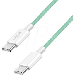 LOGILINK CU0348 - Cable de sincronización y carga, USB-C -> C, 60 W, verde,