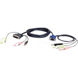 ATEN 2L-7DX2U - Cable KVM, VGA, DVI, audio, USB, 1,8 m