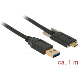 DELOCK 83718 - Cable USB 3,1, Un macho a C macho, tornillos laterales, 1 m..