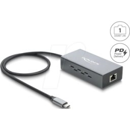 DELOCK 81633 - Tarjeta de red, USB-C, Gigabit Ethernet, 1x RJ45, PoE