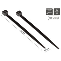 GOOD CONNECTIONS GC KAB-20S48 - Bridas para cables, resistentes a los rayos UV, 200 mm, negras 1
