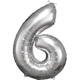 AMSC BALLON 6 SI - AMSCAN Foil Globo número 6 plata