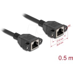 DELOCK 90783 - Cable de extensión de red, S/FTP, CAT.6a, 0,5 m, negro