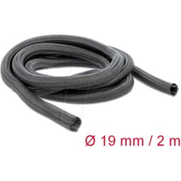 DELOCK 18855 - Funda trenzada de cierre automático 2 m x 19 mm, color negro