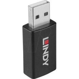 LINDY 71263 - Adaptador USB 2,0, Un enchufe > Un enchufe, bloqueador de datos