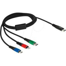 DELOCK 86596 - Cable de carga, USB-C -> micro USB, Lightning y USB-C, 1 m