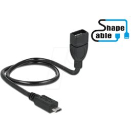 DELOCK 83928 - Cable USB 2.0, conector macho Micro B a hembra, forma, 0,5 m