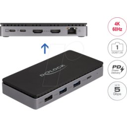 DELOCK 88271 - Replicador de puertos/estación base, USB 3.2 Gen 1, USB-C