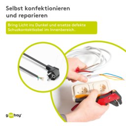 GOOBAY 59572 - Cable de red, conector con toma de tierra, 1,8m, negro, extremo
