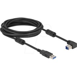 DELOCK 81115 - Cable USB 3.0, de conector A a conector B, 90° hacia abajo, 5 m