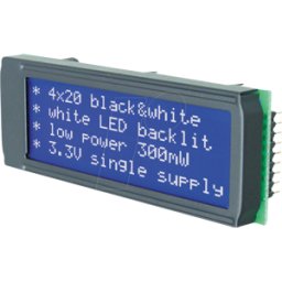 DISPLAY VISIONS EA DIP205B-4NLW - 4x20 DIP pantalla de texto, azul/blanco