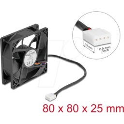 DELOCK 67296 - Ventilador axial de 12 V de corriente continua, 80 x 80 x 25 mm