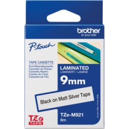 BROTHER P-TOUCH TZEM921 - Cinta laminada, negro sobre plata, 9mm