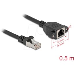 DELOCK 90774 - Cable de extensión de red, S/FTP, CAT.6a, 0,5 m, negro