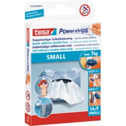 TESA 57550 - TESA Powerstrips - Pequeño, 1,4 x 3,4 cm, 14 piezas