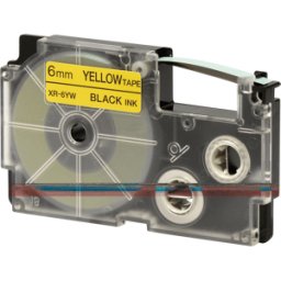 CASIO XR-6YW1 - Cinta de escritura, 6 mm x 8 m, negro/ amarillo