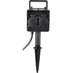 HEITRONIC HEIT VO-35465 - zócalo de jardín de 2 vías con espiga de tierra, temporizador