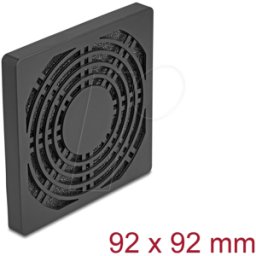 DELOCK 67312 - Rejilla de ventilador con filtro de polvo, 92 x 92 mm, negro