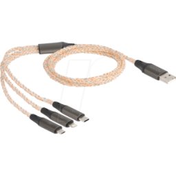 DELOCK 88158 - Cable de carga RGB, USB-A -> micro USB, Lightning y USB-C 1,2 m