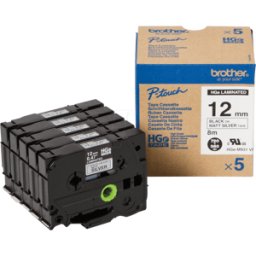 BROTHER P-TOUCH HGE-M931 - Cinta de alta calidad, negro sobre plata mate, 12 mm
