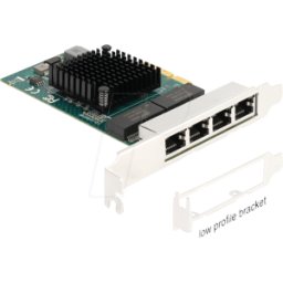 DELOCK 88208 - Adaptador de red, PCIe, Gigabit Ethernet, 4x RJ45