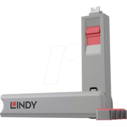 LINDY 40425 - Bloqueo de puerto USB-C (1 llave, 4 cerraduras), rosa