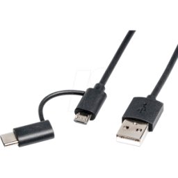 ROLINE 11028328 - Cable de sincronización y carga, USB-A -> Micro B + C, 1,