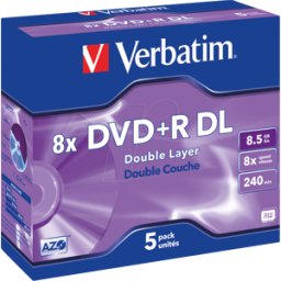VERBATIM 43541 - DVD + R 8,5 GB de doble capa, 5 cajas de joyas