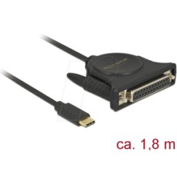 DELOCK 62980 - Adapter USB Type-C 2.0 male > 1x Parallel DB25 female 1.8 m