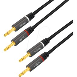 LOGILINK CA1210 - Cable de audio, conector banana 2x2, metal, negro, 3,0 m