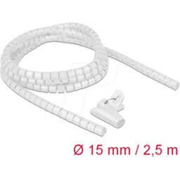 DELOCK 18839 - Manguera en espiral con herramienta de tiro 2,5 m x 15 mm blanco