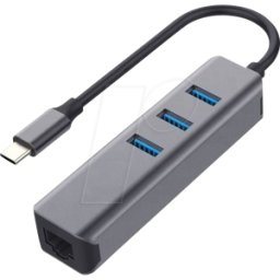EXSYS EX-1133-N3 - Tarjeta de red, USB-C, Gigabit Ethernet, 1 RJ45, 3 USB