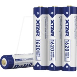 XTAR 4X AAA LION - Célula industrial, Li-Ion, AAA (Micro), 1,5 V, 1620 MWh, Indicad
