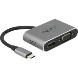 DELOCK 64074 - Adaptador USB C > HDMI + VGA + USB 5 Gb/s + PD, 0,12 m