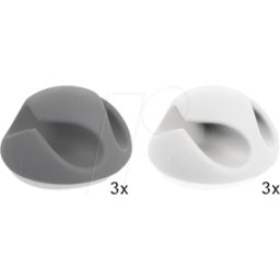 DELOCK 18295 - Portacables con 2 boquillas de paso, juego de 6, blanco/gris