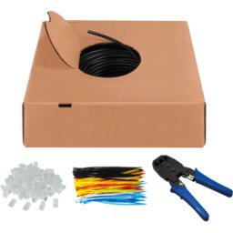 GOOBAY 94399 - CAT.6 Juego de cables de red para exteriores, U/UTP, 305 m, negr