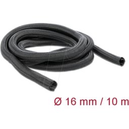 DELOCK 19033 - Funda trenzada de cierre automático 10 m x 16 mm, color negro
