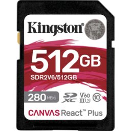 KINGSTON SDR2V6/512GB - Tarjeta de memoria SDXC, 512GB SDXC Canvas React Plus