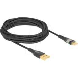 DELOCK 80762 - Cable de sincronización y carga, USB-A > C, 60 W, textil, 3,0 m