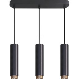 LUXULA LX-700182 - Luz colgante DEL LED, negro/oro, ALU, 3-llama, zócalo GU1