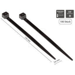GOOD CONNECTIONS GC KAB-15S36 - Bridas para cables, resistentes a los rayos UV, 150 mm, negras 1