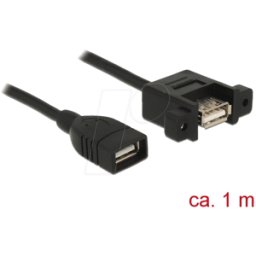 DELOCK 85460 - Cable integrado USB 2.0 a hembra > USB 2.0 a hembra, 1 m