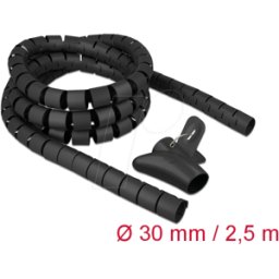 DELOCK 18838 - Manguera en espiral con herramienta de tiro 2,5 m x 30 mm negro