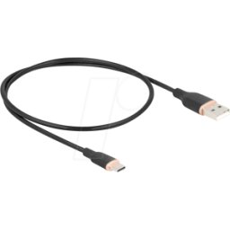 DELOCK 81225 - Cable USB 2.0, conector A > conector C, silicona, negro, 0,5 m