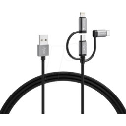 VARTA 57937 - Cable de carga Micro B/tipo C/Lightning de 2,0 m 3 en 1